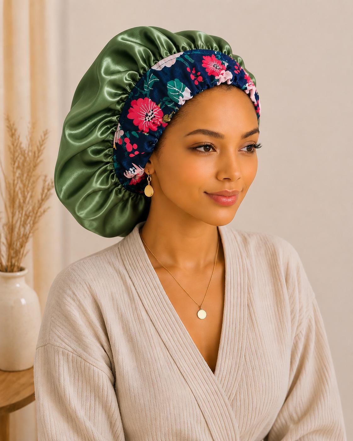 Handmade Cotton & Satin Hair Bonnet