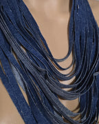 Handmade Layered Denim Necklace and Earring Set, Eco-Friendly Statement Jewelry