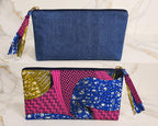 Reversible Denim Obi Belt: African Print Cotton Waist Wrap