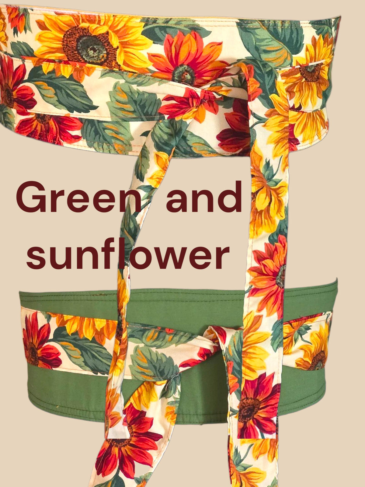 Reversible Sunflower Obi Belt: Handmade Cotton Wrap Waist Sash