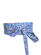 Reversible Obi Belt: Purple & Blue Swirl Cotton Wrap Waist Tie