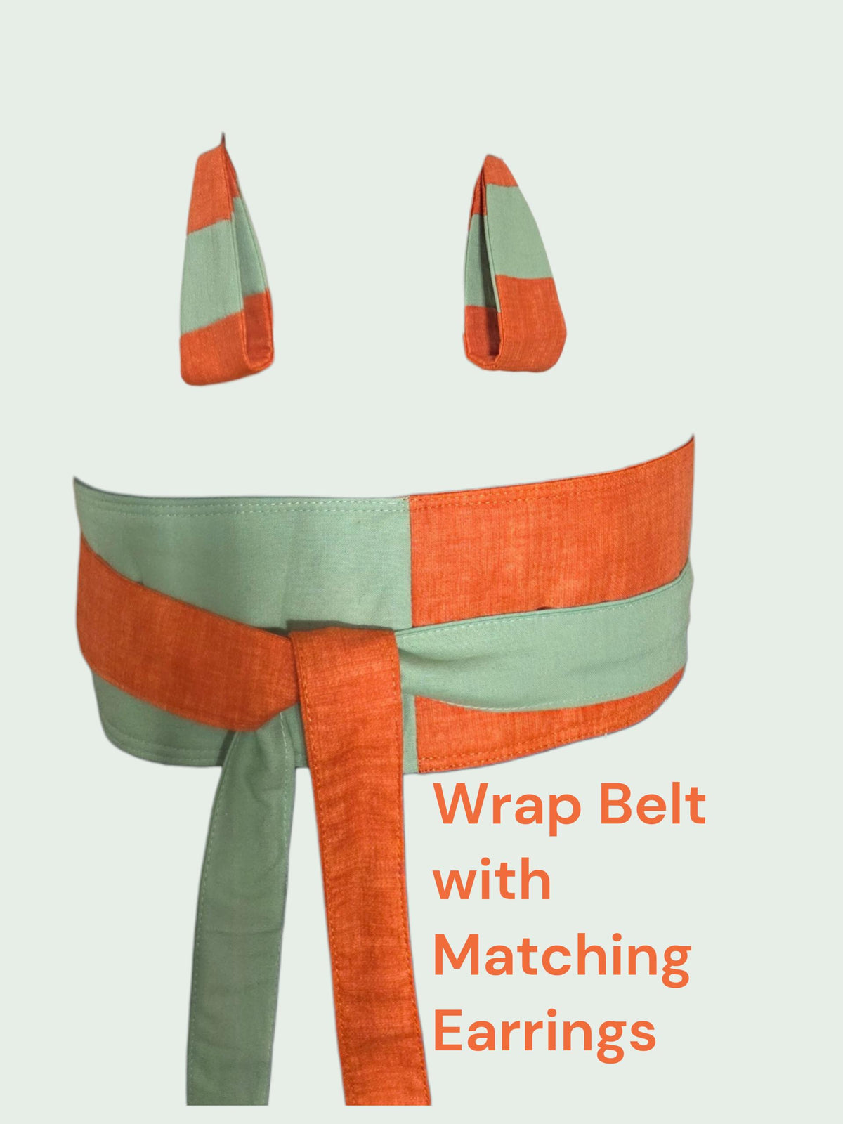 Handmade Cotton Obi Belt: Vibrant Orange Wrap Waist Tie, Sage Burnt Orange