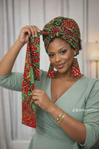African Print Headwrap, Clutch & Earrings Set – Handmade Ankara Matching Set