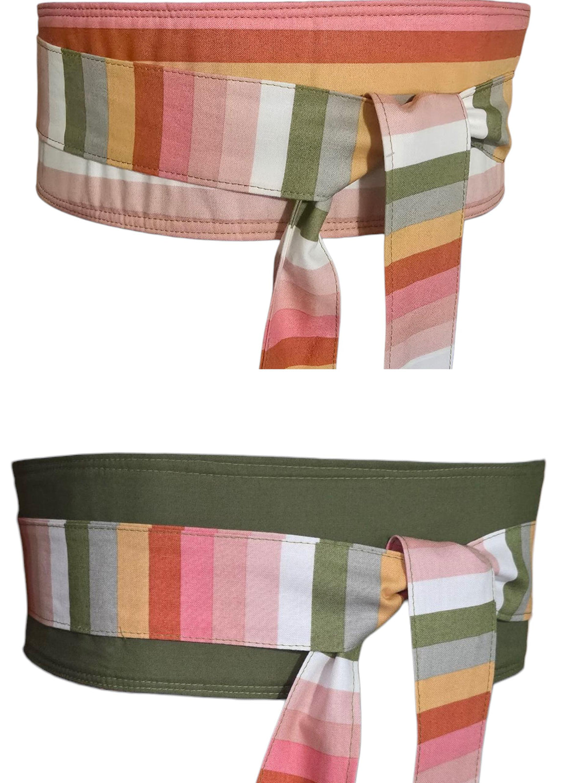 Reversible Obi Belt: Orange Floral Cotton Wrap - Blesseth4
