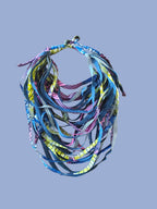 Handcrafted African Print Fabric Strip Necklace: Boho Denim Bib