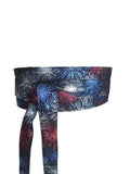 Fireworks Wrap Belt for Women | Patriotic Obi Belt | Red White Blue Waist Belt | Handmade Fabric Sash Belt | Fourth of July Outfit Accessory