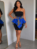 Royal Blue African Print Peplum Obi Belt | Reversible Ankara Waist Cincher