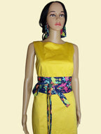 Handmade Reversible Obi Belt: Floral Cotton Fabric Waist Wrap