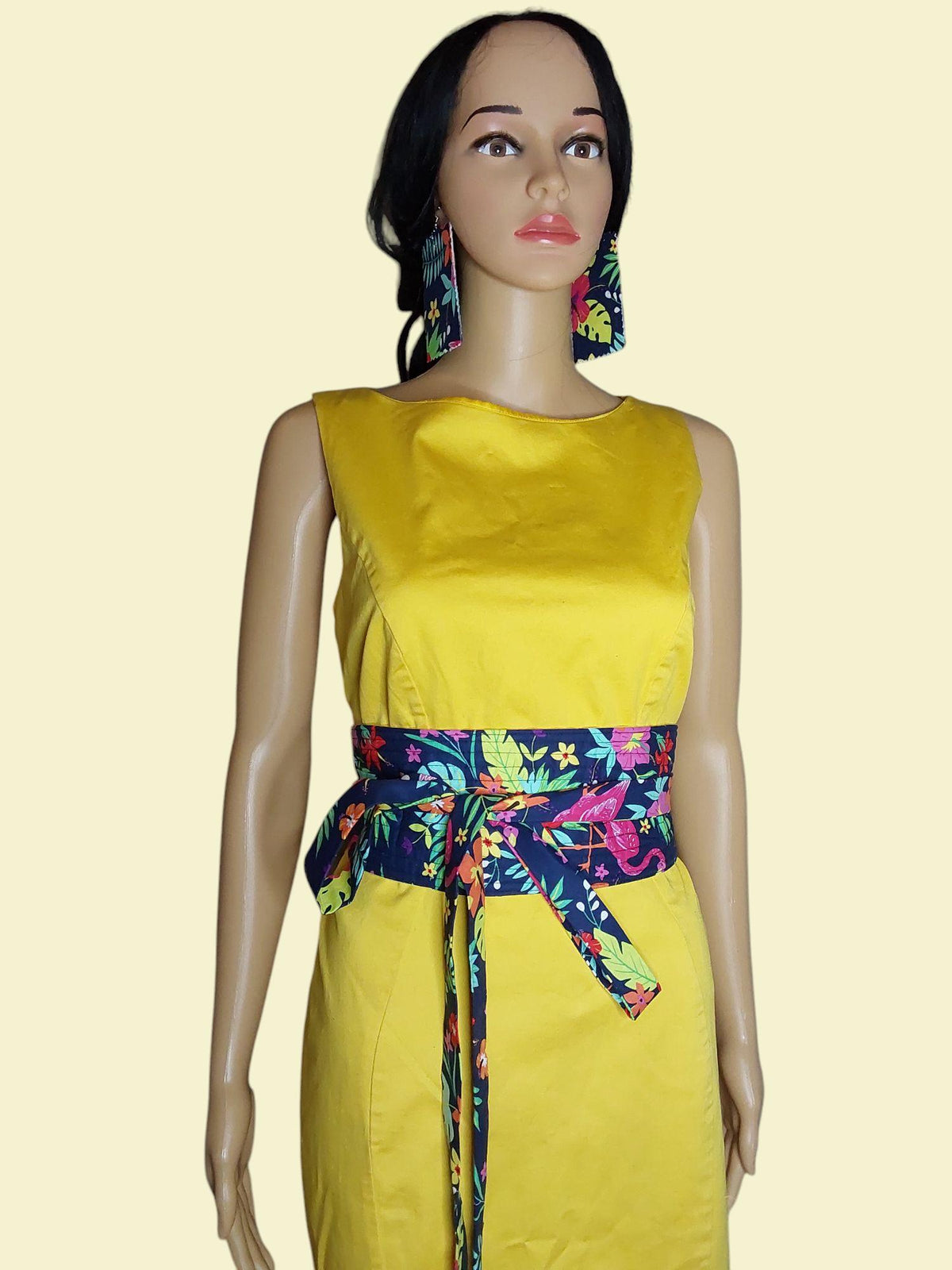 Handmade Reversible Obi Belt: Floral Cotton Fabric Waist Wrap