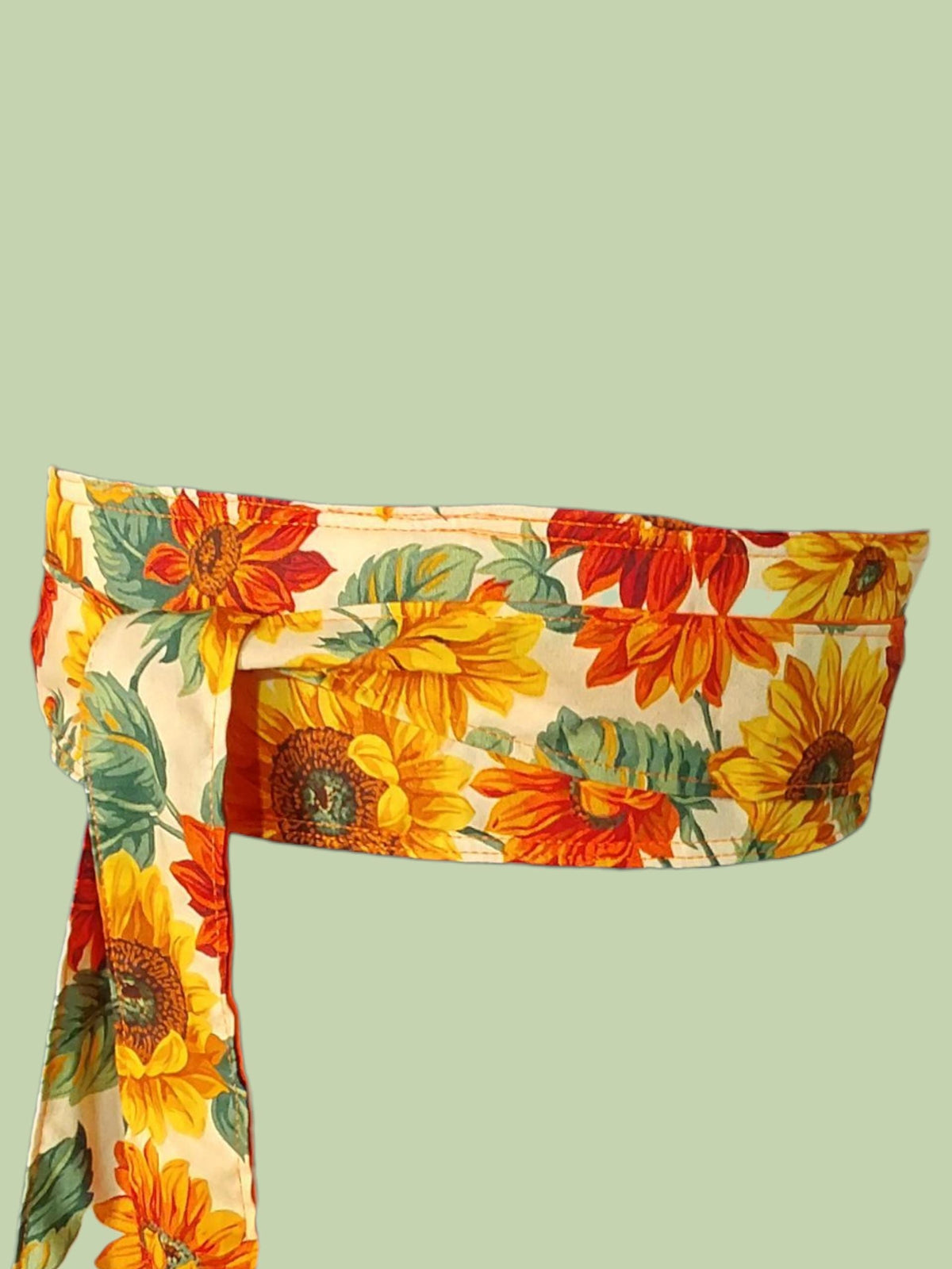 Reversible Sunflower Obi Belt: Handmade Cotton Wrap Waist Sash