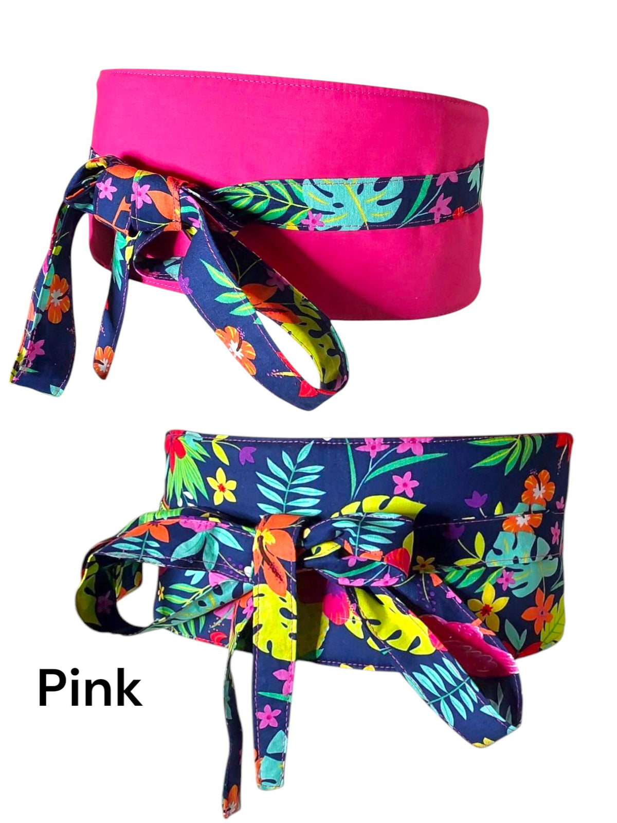Handmade Reversible Obi Belt: Floral Cotton Fabric Waist Wrap