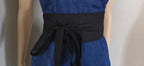 Handmade Black Cotton Obi Belt: Adjustable Waist Wrap Tie