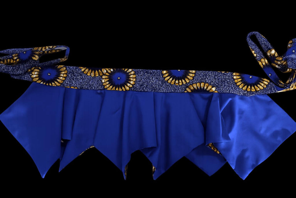 Royal Blue African Print Peplum Obi Belt | Reversible Ankara Waist Cincher