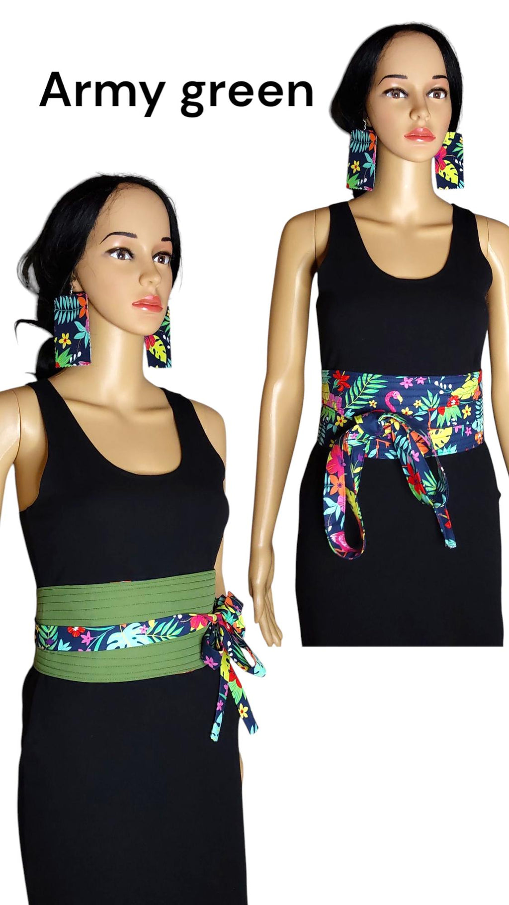 Handmade Reversible Obi Belt: Floral Cotton Fabric Waist Wrap