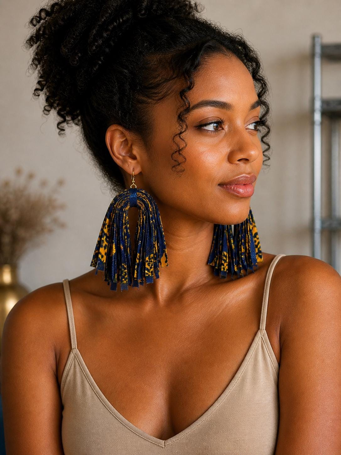 Handmade African Print Tassel Earrings | Lightweight Boho Statement Fabric Jewelry