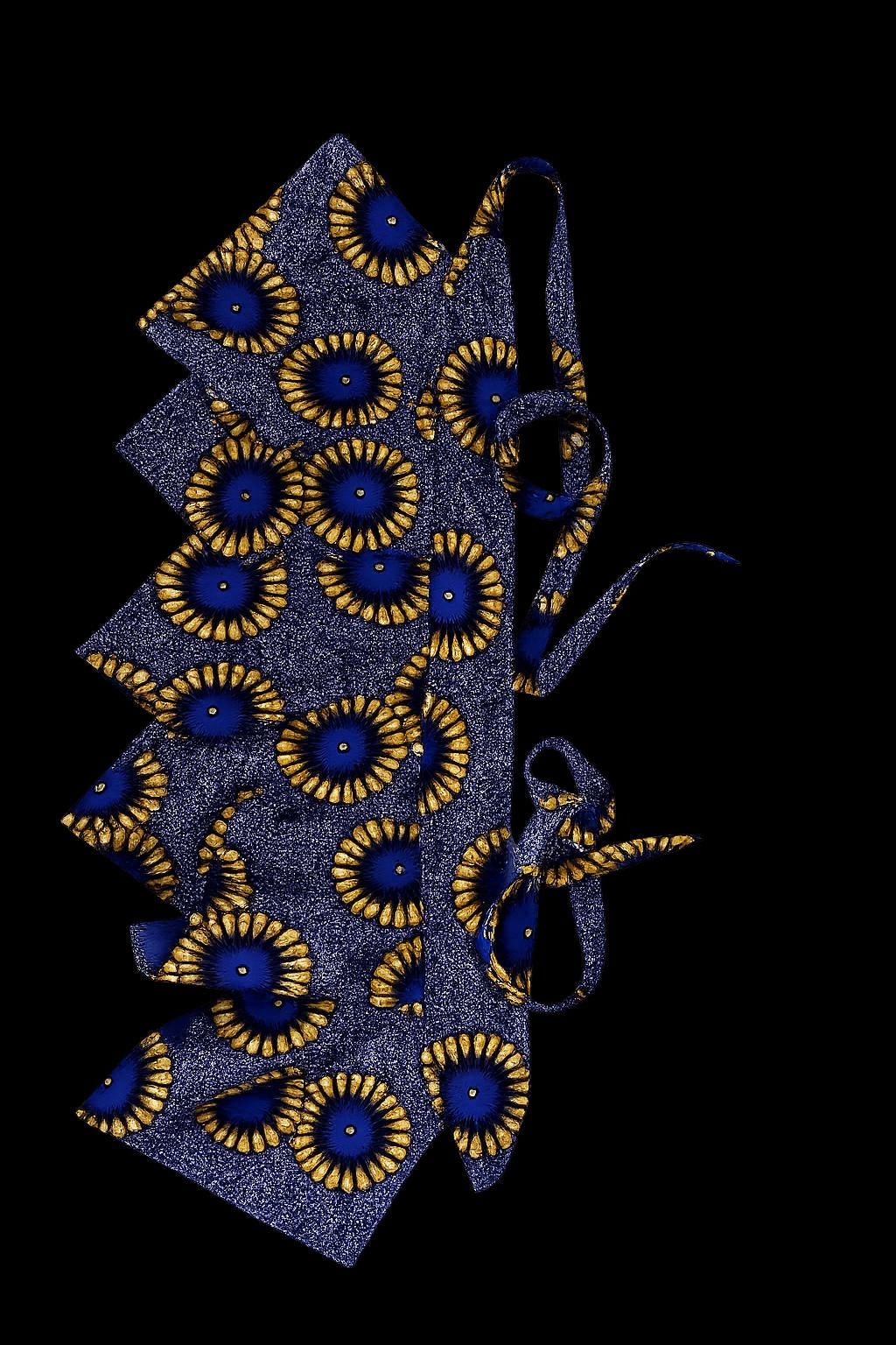 Royal Blue African Print Peplum Obi Belt | Reversible Ankara Waist Cincher