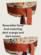 Reversible Obi Belt: Floral & Terracotta Cotton Wrap Waist Cincher