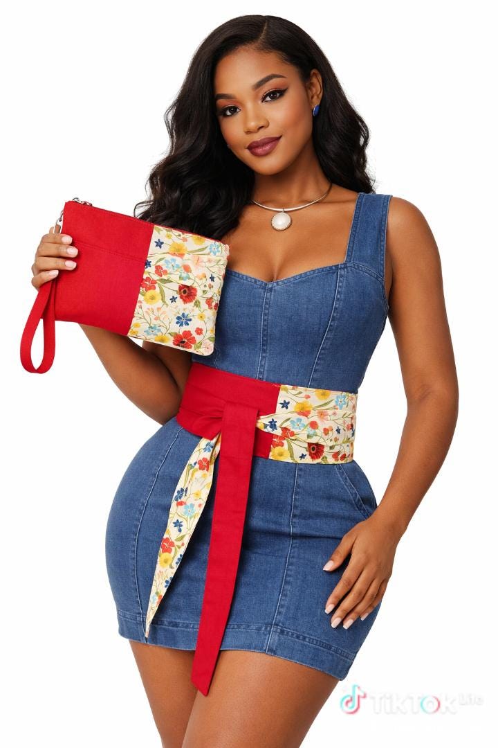Reversible Floral Obi Belt: Handmade Cotton Wrap Waist Tie”