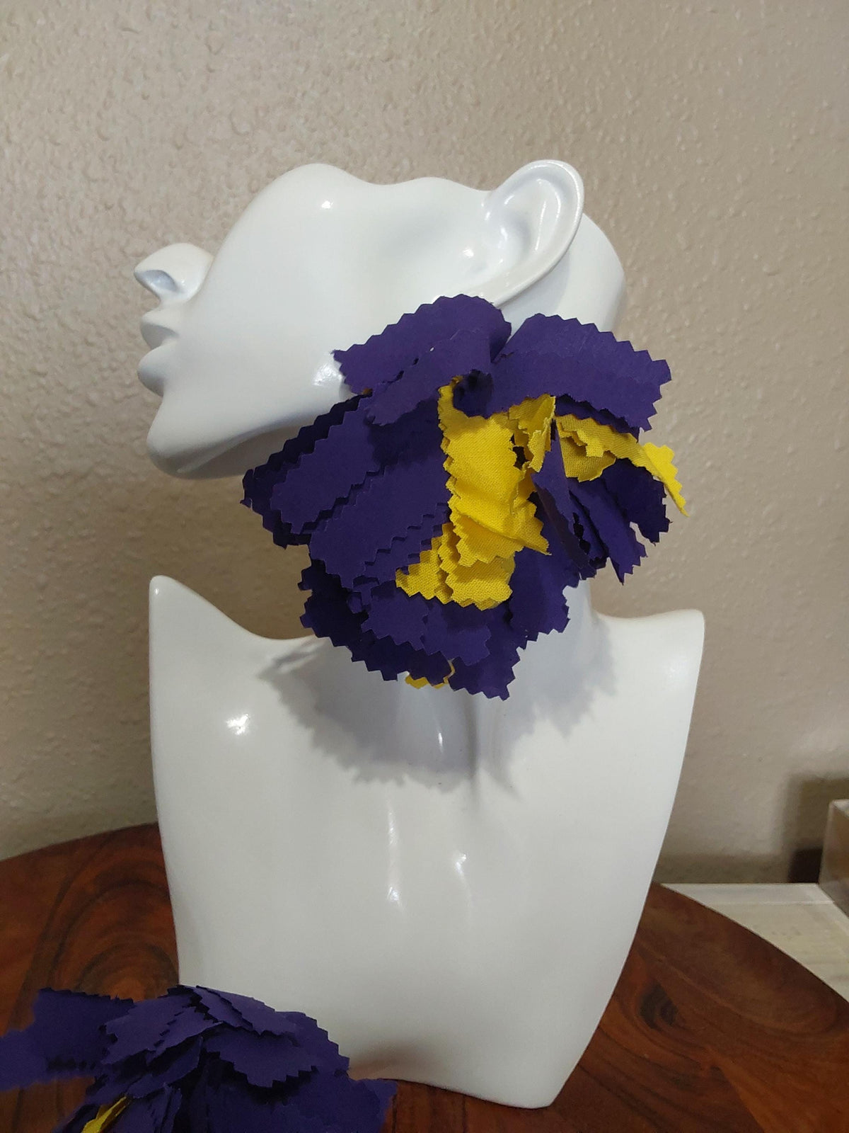 Purple & Yellow Fabric Tassel Earrings – Handmade African Cotton Boho Chic Jewelry