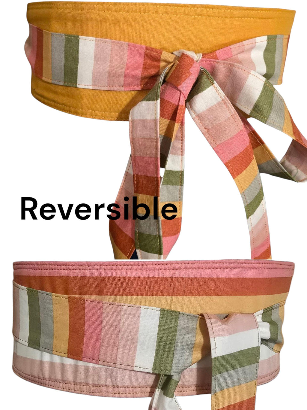 Reversible Obi Belt: Orange Floral Cotton Wrap - Blesseth4