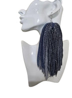 handmade  Denim  Fringe Earrings – Handmade Statement Jean Tassel Earrings | Lightweight, Boho, denim fabric
