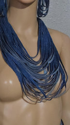 Handmade Layered Denim Necklace and Earring Set, Eco-Friendly Statement Jewelry