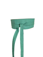 Green Orange Reversible Obi Belt, Handmade Cotton Waist Wrap, African Inspired Fashion