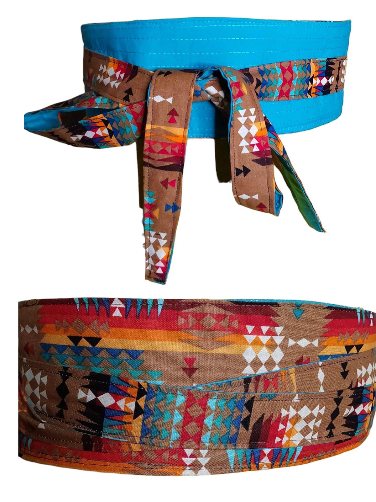 Handmade Reversible Obi Belt: Adjustable Cotton Waist Sash