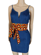 Reversible Aztec Print Obi Belt: Orange or Black Tribal Waist Wrap