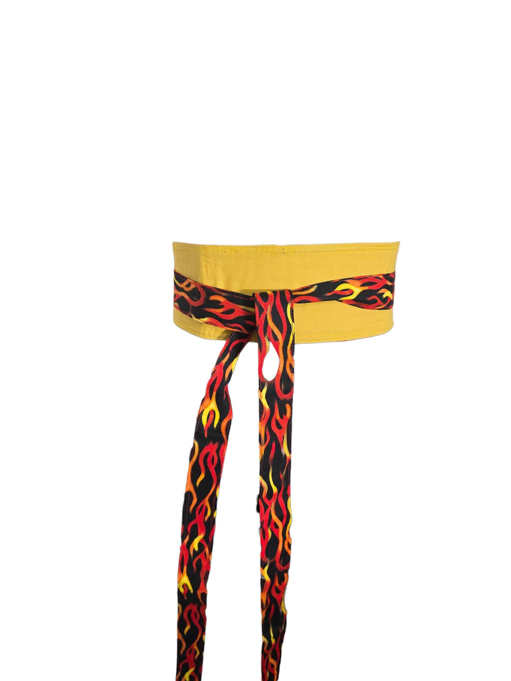 Handmade Flame Obi Wrap Belt – Reversible Fabric Statement Waist Belt