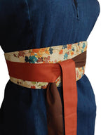 Reversible Obi Belt: Floral & Terracotta Cotton Wrap Waist Cincher