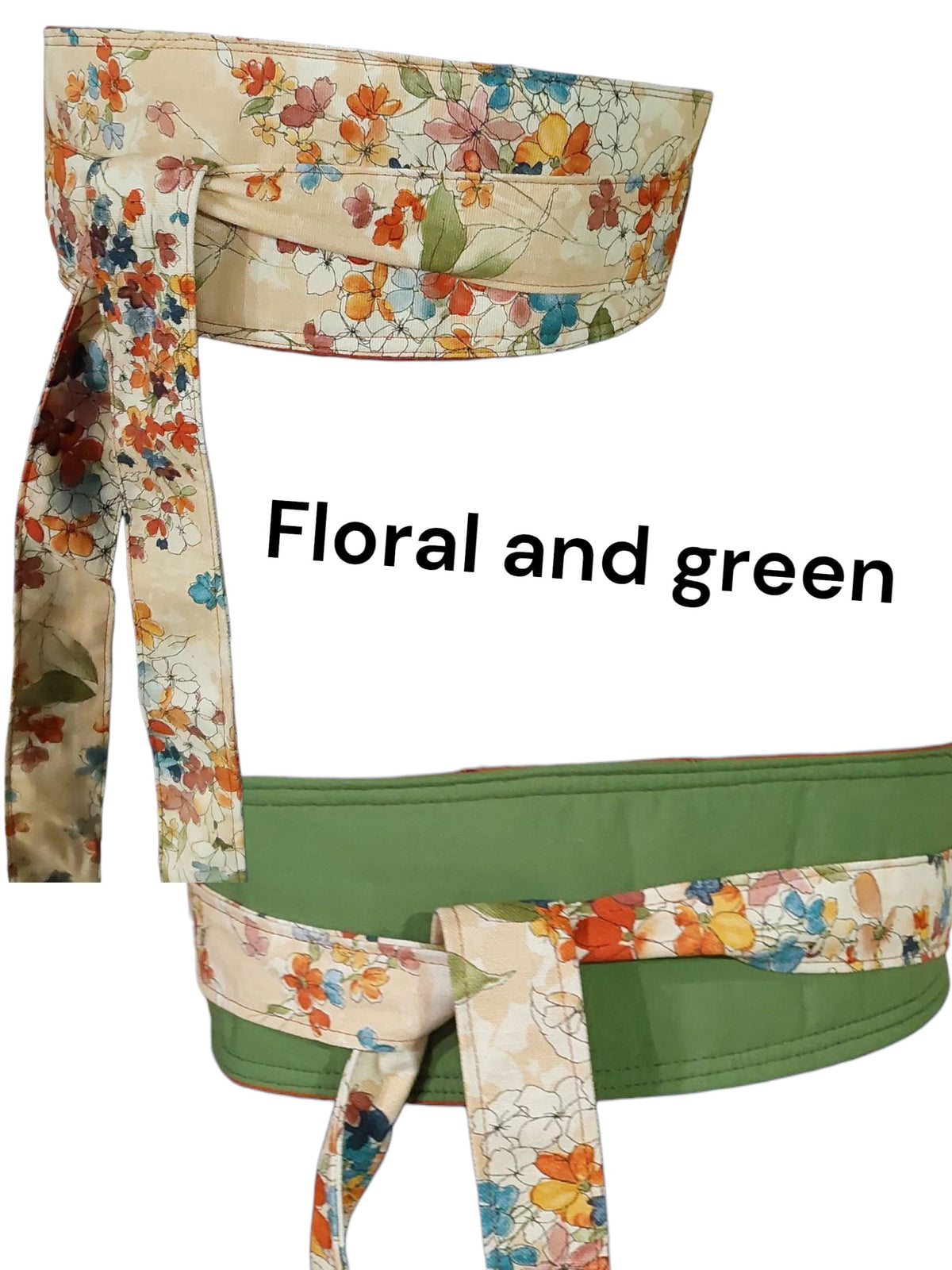 Reversible Obi Belt: Floral & Terracotta Cotton Wrap Waist Cincher