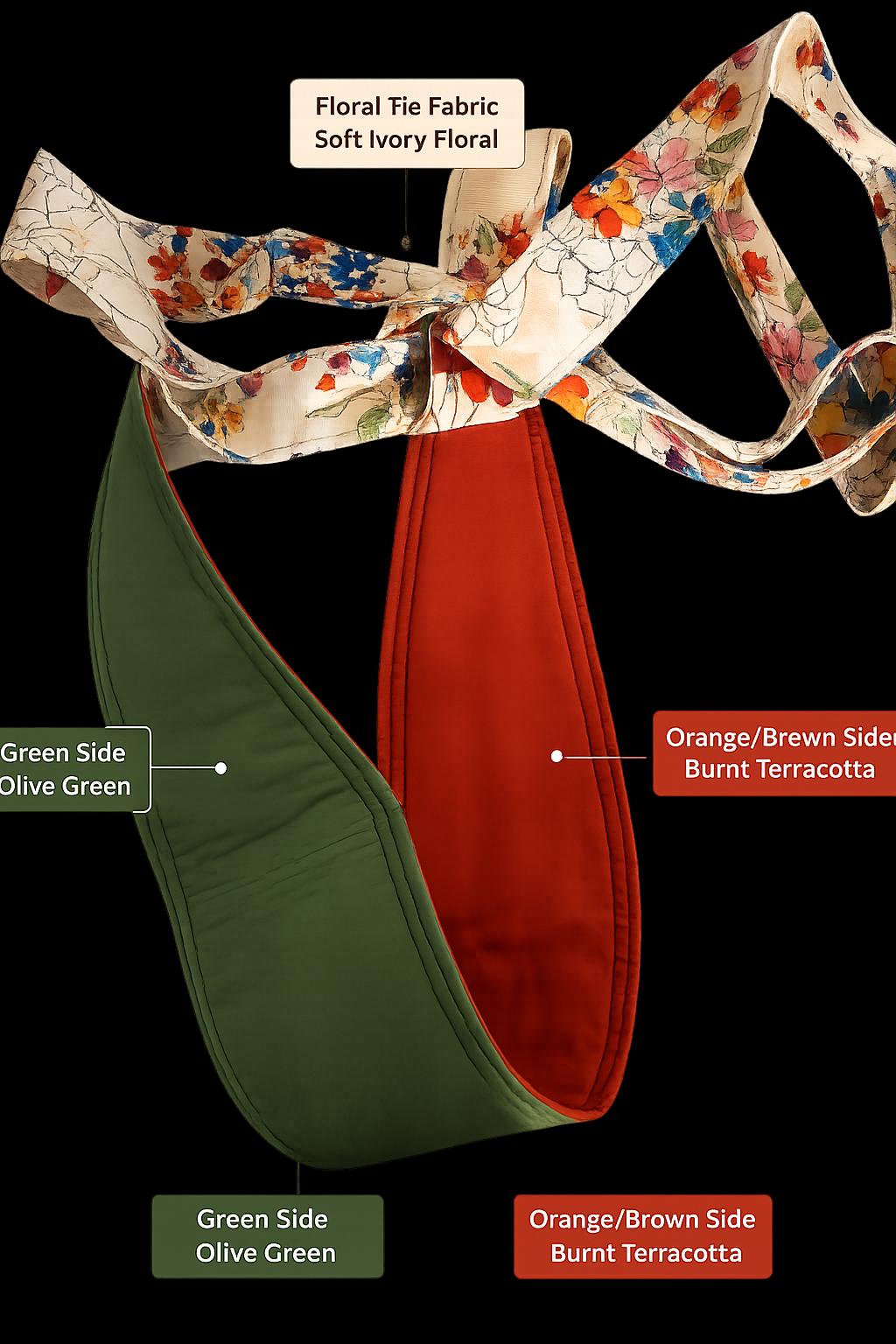 Reversible Obi Belt: Floral & Terracotta Cotton Wrap Waist Cincher