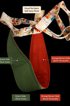 Reversible Obi Belt: Floral & Terracotta Cotton Wrap Waist Cincher