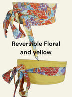 Handmade Floral Print Wrap Belt: Vibrant Cotton Boho Obi Waist Tie
