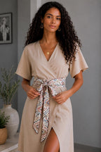 Reversible Paisley Burgundy Obi Wrap Belt | Wide Cotton Waist Tie Sash