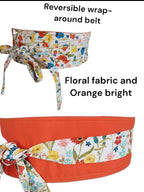 Reversible Floral Obi Belt: Handmade Cotton Wrap Waist Tie”