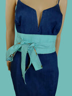 Reversible Obi Belt: Handmade Cotton Floral Bird Print Waist Wrap