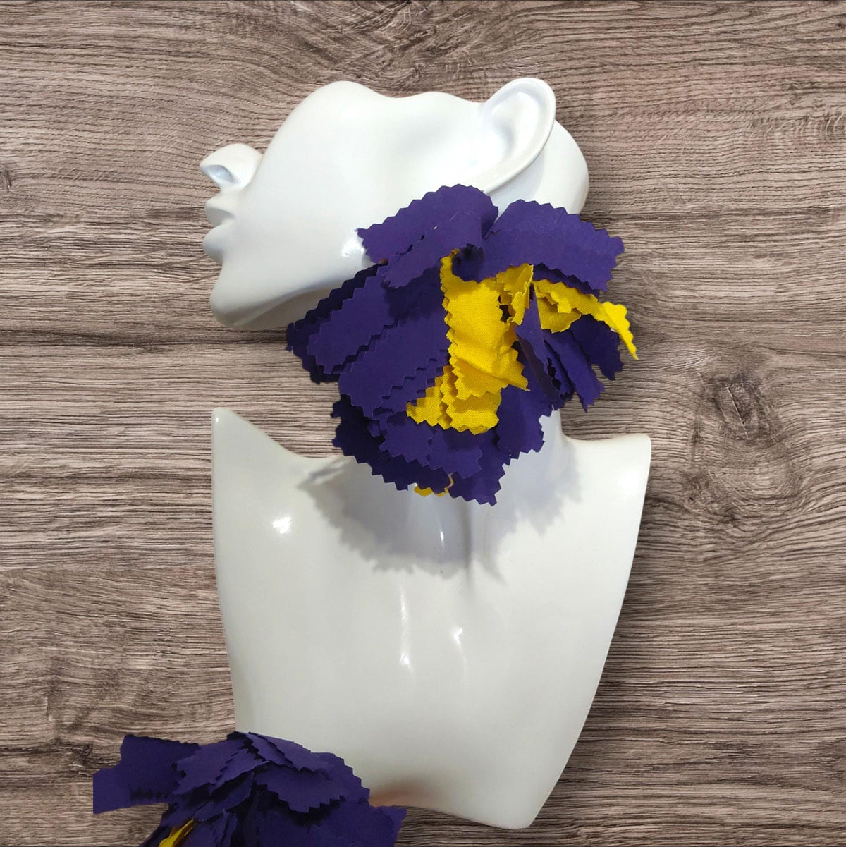 Purple & Yellow Fabric Tassel Earrings – Handmade African Cotton Boho Chic Jewelry