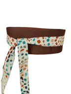 Reversible Wrap Belt: Dark Orange & Floral Print Cotton Obi Sash