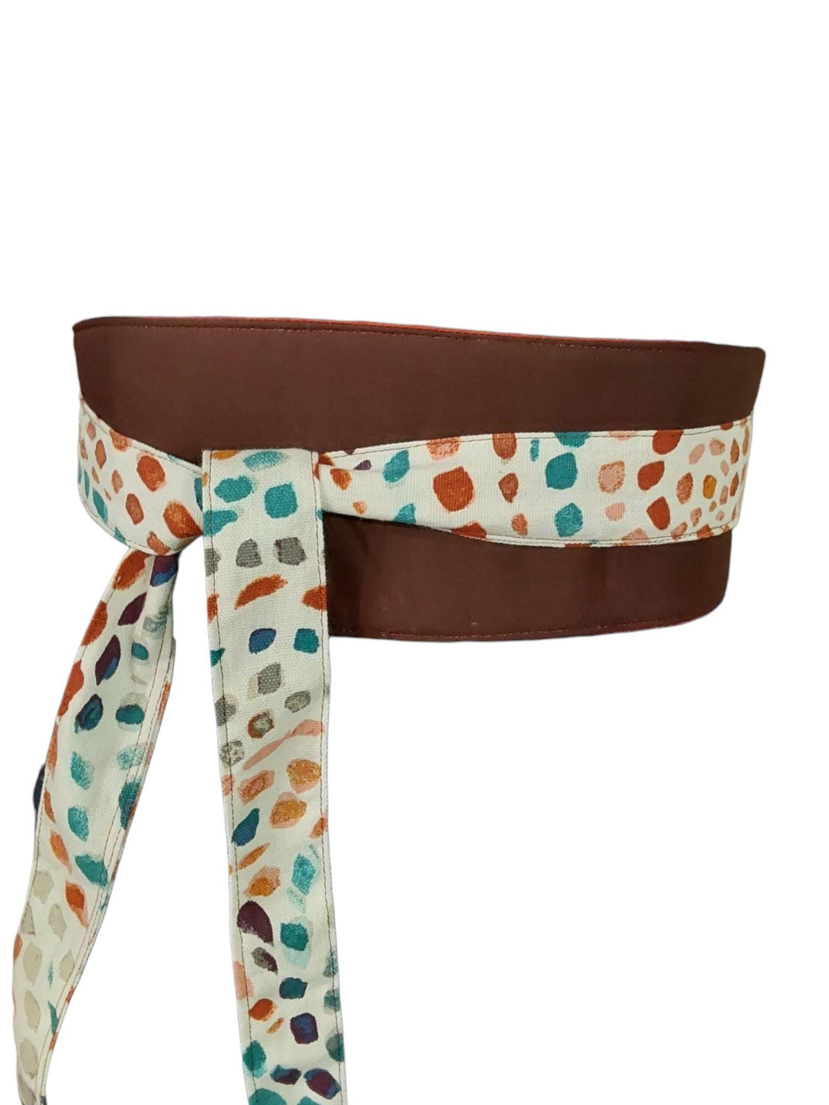 Reversible Wrap Belt: Dark Orange & Floral Print Cotton Obi Sash