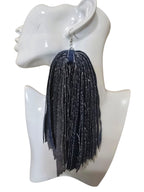 handmade  Denim  Fringe Earrings – Handmade Statement Jean Tassel Earrings | Lightweight, Boho, denim fabric