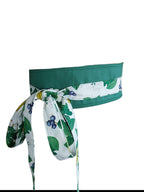 Lemon Print Obi Belt: Reversible Cotton Wrap Sash