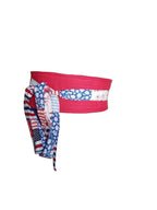 Red, White & Blue Patriotic Obi Belt – Handmade Reversible Cotton Wrap Waist Tie