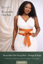 Handmade Cotton Obi Belt: Vibrant Orange Wrap Waist Tie, Sage Burnt Orange