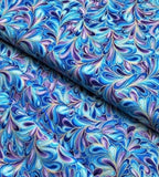 Reversible Obi Belt: Purple & Blue Swirl Cotton Wrap Waist Tie