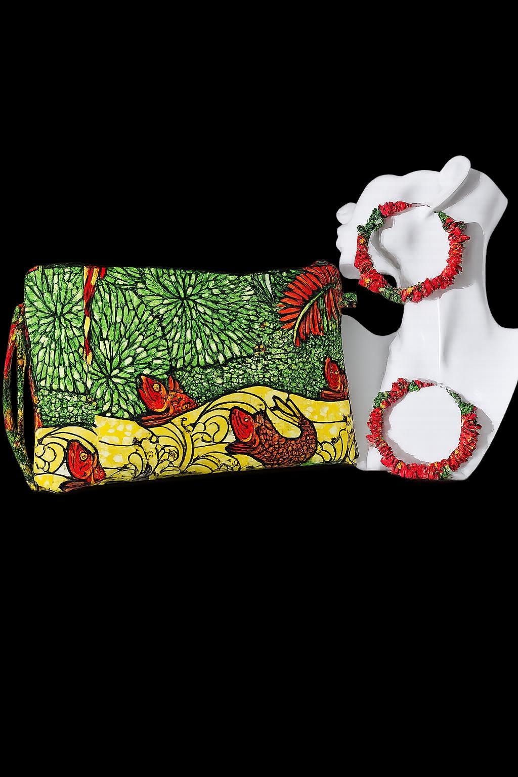 African Print Headwrap, Clutch & Earrings Set – Handmade Ankara Matching Set