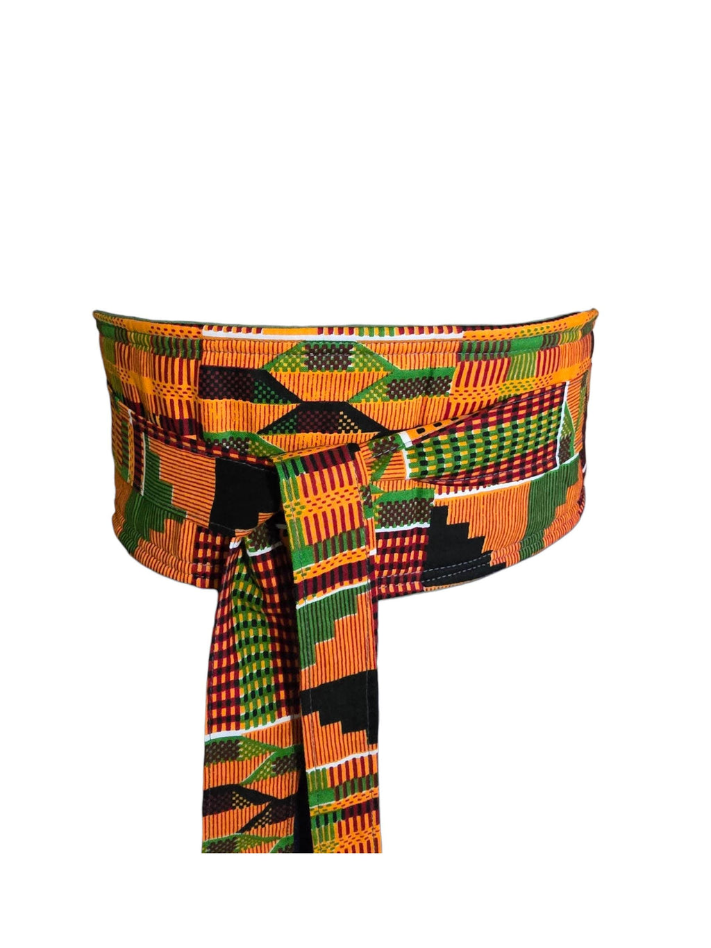 African Print Obi Belt: Handmade Burgundy Cream Geometric Waist Cincher