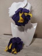 Purple & Yellow Fabric Tassel Earrings – Handmade African Cotton Boho Chic Jewelry