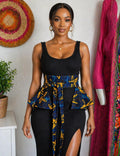 Handmade African Print Peplum Belt, Reversible Waist Cincher with Floral Accent